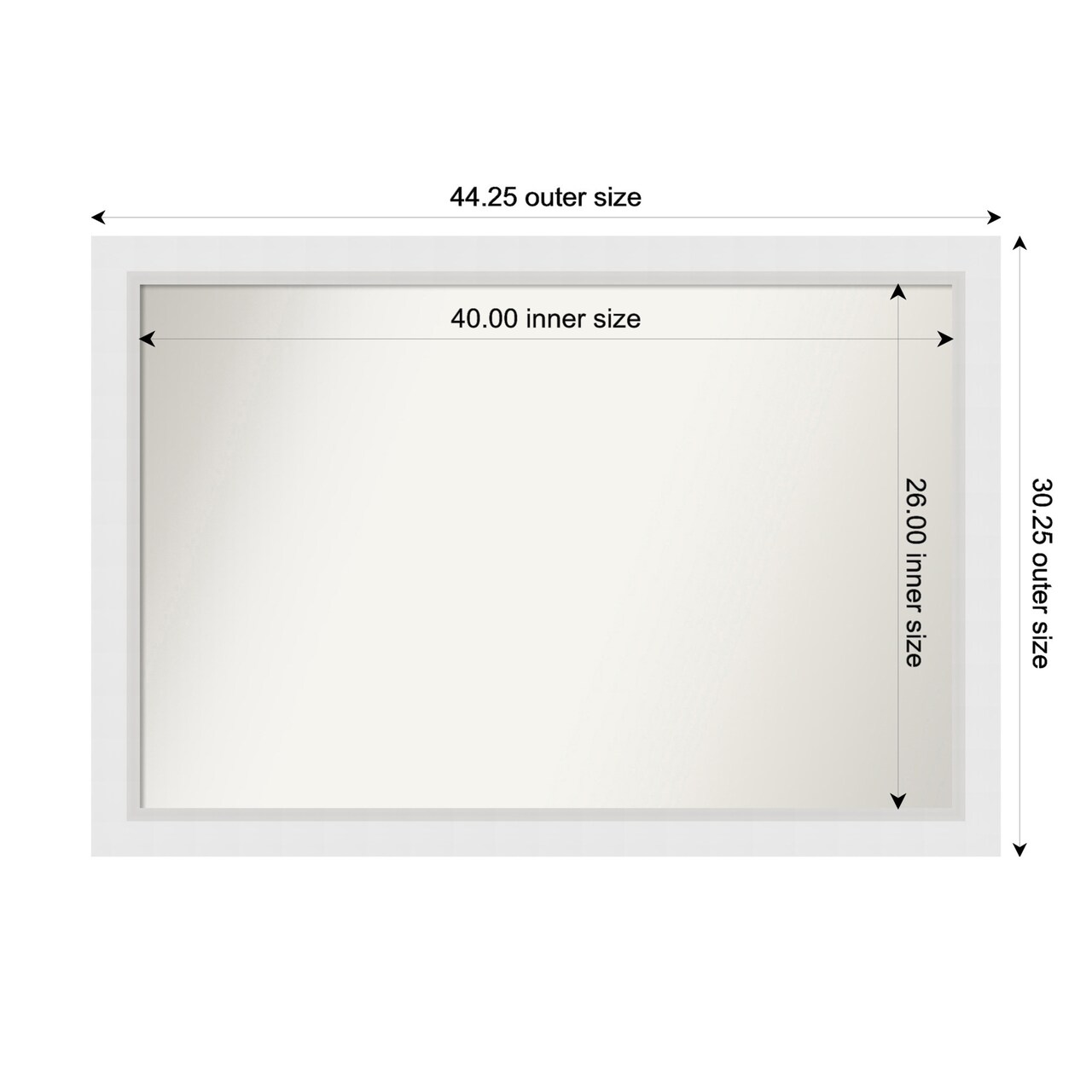 Blanco White Non-Beveled Custom Framed Bathroom Vanity Wall Mirror